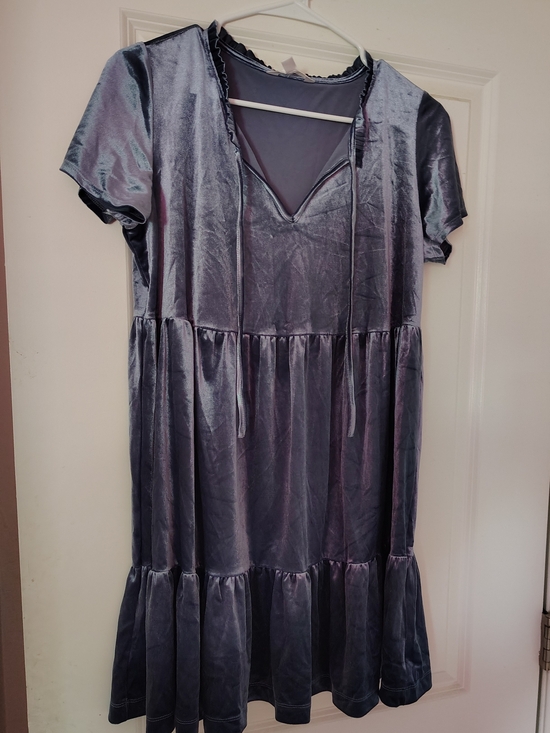 LC Lauren Conrad Dresses & Skirts - LC Lauren Conrad Slate-Blue Velvet Tiered Dress